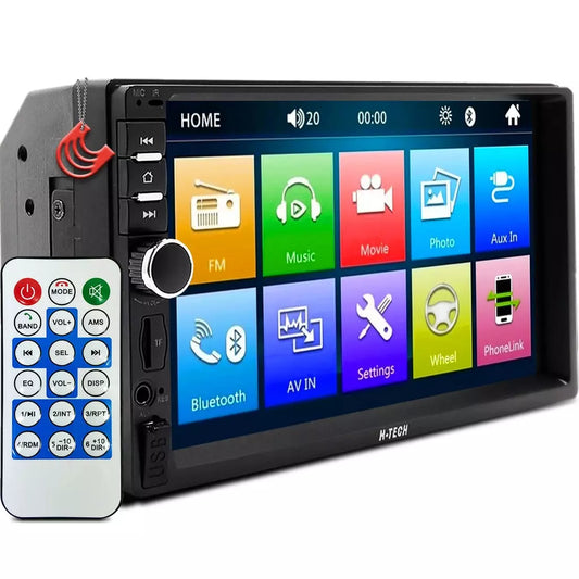 Multimidia Mp5 7 polegadas 2din Usb Bluetooth Controle H-tech HT-5023
