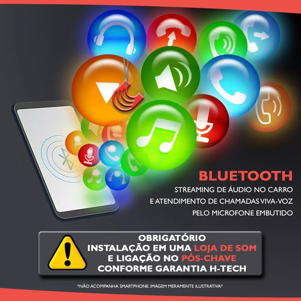 Multimidia Mp5 7 polegadas 2din Usb Bluetooth Controle H-tech HT-5023