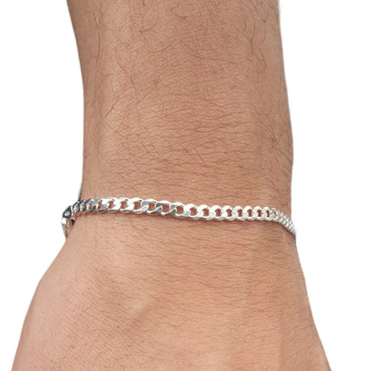 Pulseira Masculina 3mm Prata Pura 925 Grumet